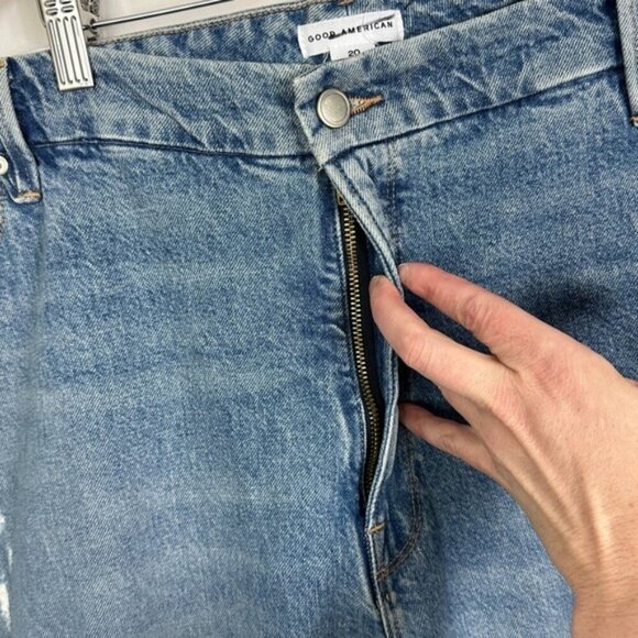NWT Good American Good Classic Jeans Indigo Blue Size 20 High Rise Distressed - Picture 8 of 15